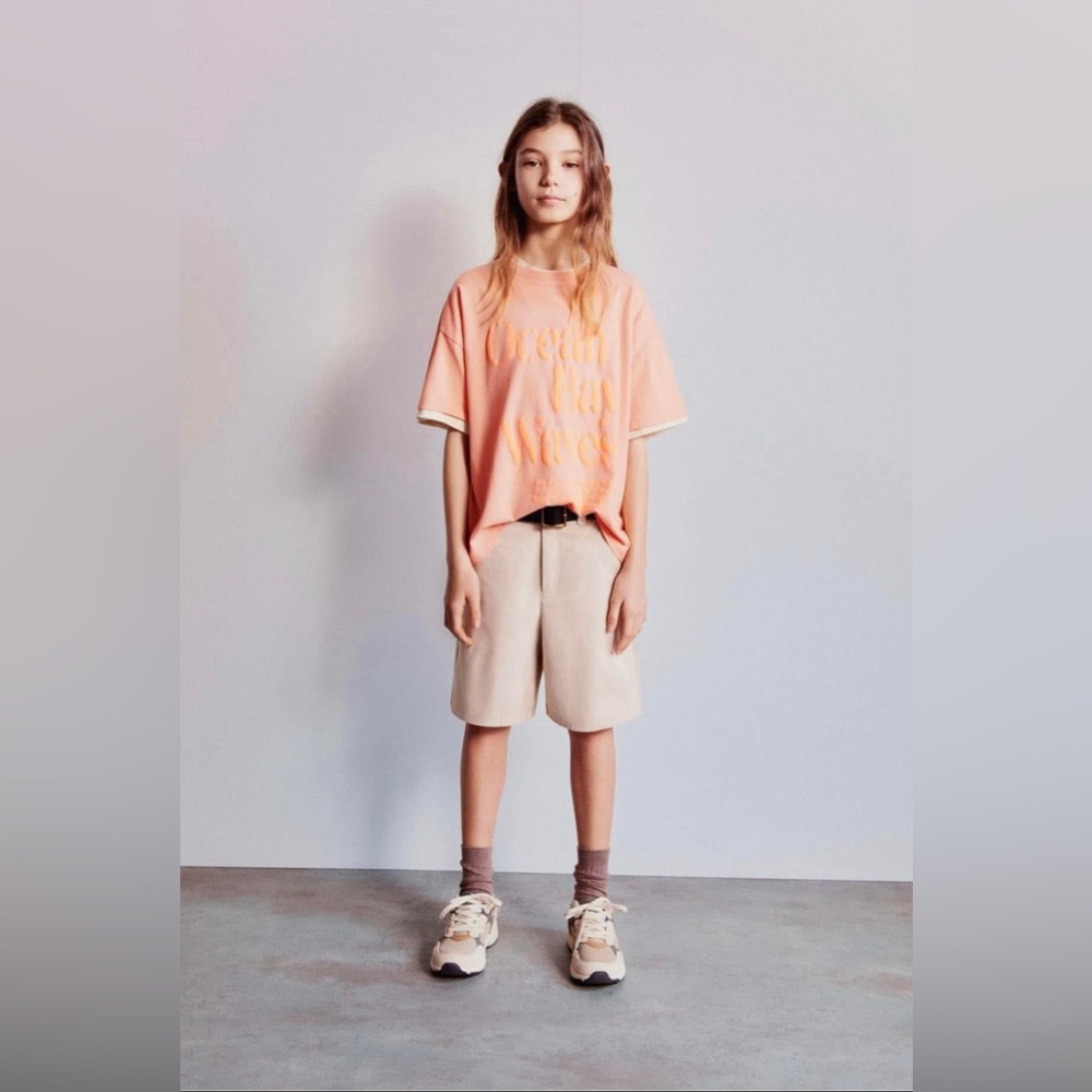 NWT ZARA GIRLS FLUORESCENT PRINT T-SHIRT